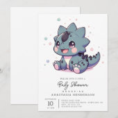 Invitation Mythique Petit Baby shower Dinosaure (Devant / Derrière)
