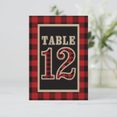 Invitation N° 12 de table rustique carreau rouge et noir buff (Debout devant)