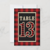 Invitation N°13 de table rustique plaid bison rouge et noir (Devant)