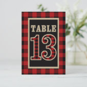 Invitation N°13 de table rustique plaid bison rouge et noir (Debout devant)
