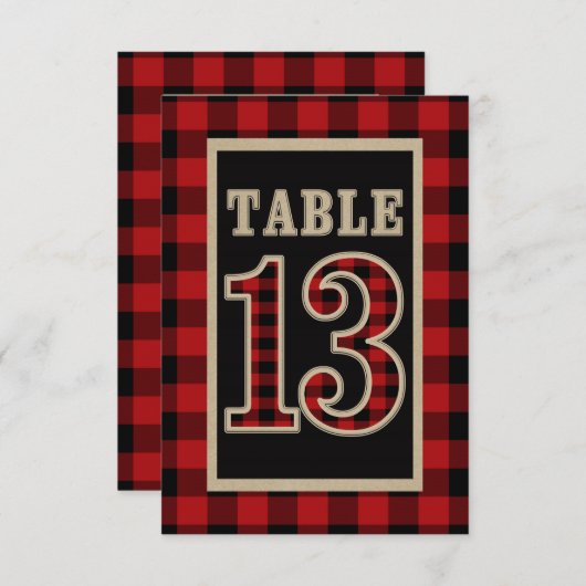 Invitation N°13 de table rustique plaid buffle rouge et noir (Devant / Derrière)