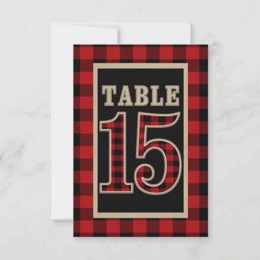 Invitation N° 15 de table rustique plaid buffle rouge et noir (Devant)