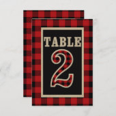 Invitation N° 2 de table rustique plaid rouge et noir Buffle (Devant / Derrière)
