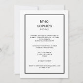 Invitation N°40 French Chic Fête d'anniversaire 40 ans (Dos)