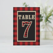 Invitation N° 7 de table rustique plaid rouge et noir buffle (Debout devant)