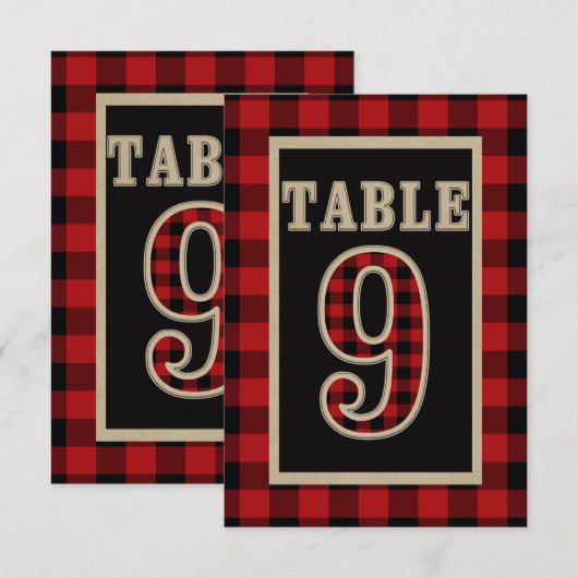 Invitation N° 9 de table rustique carreau de buffle rouge et  (Devant / Derrière)