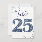 Invitation N° de table pailletant Denim & Diamonds Bling (Devant)
