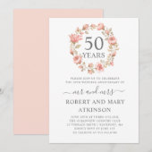 Invitation N noces de diamant à fleurs roses (Devant / Derrière)