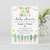 Invitation Nacho Baby shower moyen Cactus Fiesta (Debout devant)