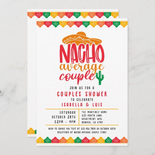 Invitation Nacho Couple moyen Couples Douche Photo (Devant / Derrière)