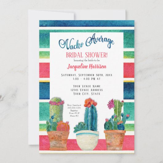 Invitation Nacho Fête des mariées moyenne Floral Desert Cactu (Devant)