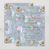 Invitation Nacre Irridescent Élégant Mariage (Devant / Derrière)