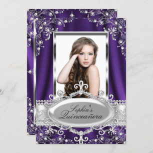 Invitation Nacre pourpre en soie Glamour Vintage Quinceanera