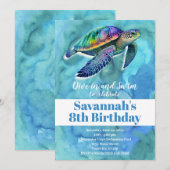 Invitation Nage d'été Anniversaire Piscine Fête de la mer Pla (Devant / Derrière)