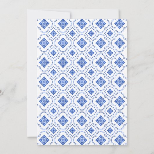 Invitation Nage douche thé fête bleu tuiles thé pot (Dos)