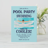 Invitation Nager me rend plus cool Fête à la piscine (Debout devant)