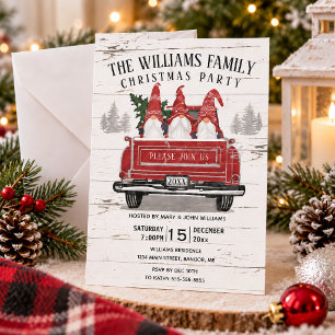 Invitation Nain de camion rouge vintage fête de Noël