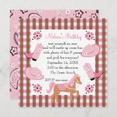 Invitation Naissance de Denim Cowgirl (Devant / Derrière)