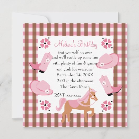 Invitation Naissance de Denim Cowgirl (Devant)