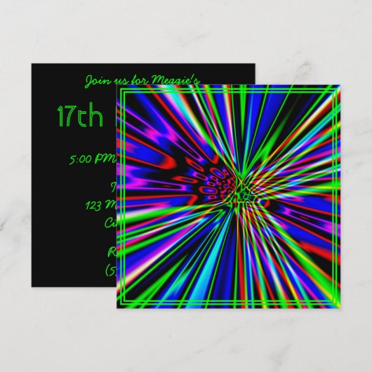 Invitation Naissance de la chaux d'explosion de néon (Devant / Derrière)