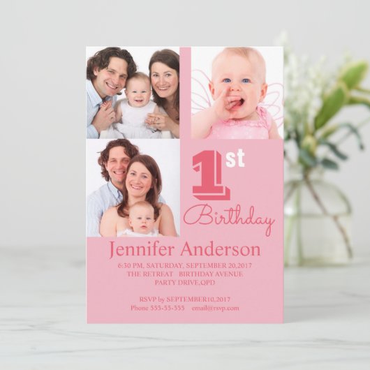 Invitation Naissance de la photo de bébé simple (Debout devant)