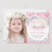 Invitation Naissance de la princesse cygne rose violette (Devant)