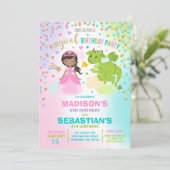 Invitation Naissance De La Princesse Et Du Dragon (Debout devant)