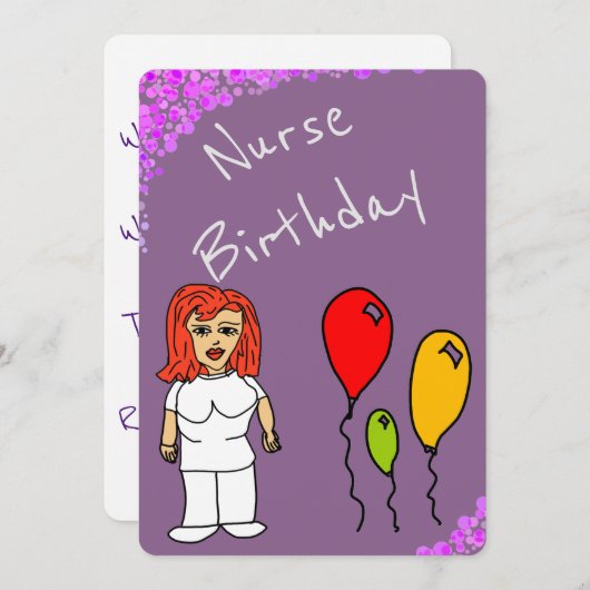 Invitation Naissance de l'infirmière (Devant / Derrière)