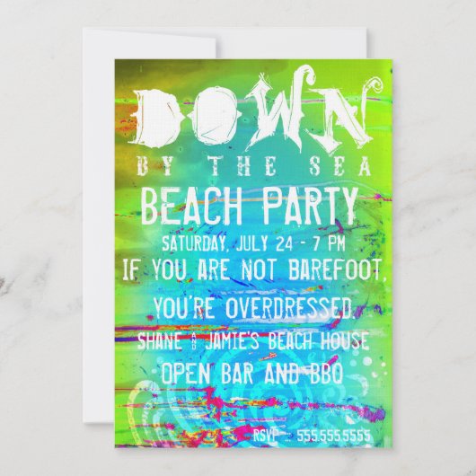 Invitation Naissance De Stella Down By The Sea Beach Party (Devant)
