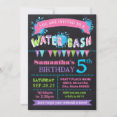 Invitation Naissance d'eau Bash Summer Party Chalkboard rose (Devant)