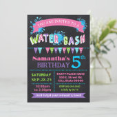 Invitation Naissance d'eau Bash Summer Party Chalkboard rose (Debout devant)