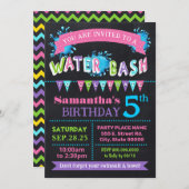 Invitation Naissance d'eau Bash Summer Party Chalkboard rose (Devant / Derrière)