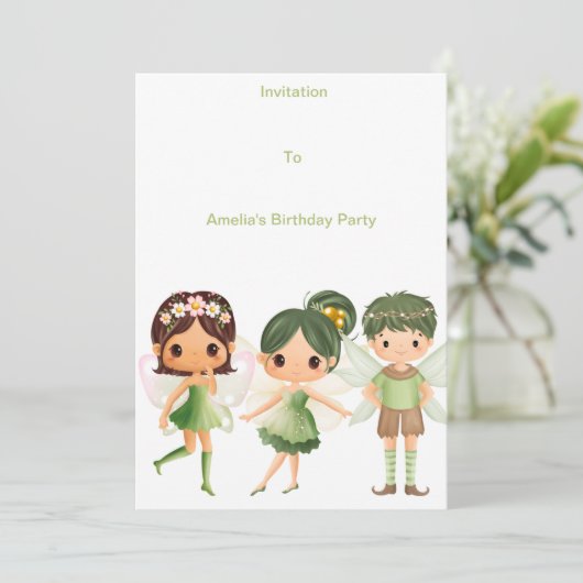 Invitation Naissance des fées vertes (Debout devant)