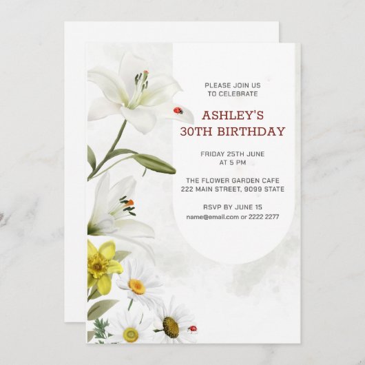 Invitation Naissance des lys et des jonquilles (Devant / Derrière)