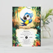 Invitation Naissance du perroquet d'aquarelle simple (Debout devant)