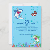 Invitation Naissance du requin Premier Anniversaire Ocean Kid (Dos)