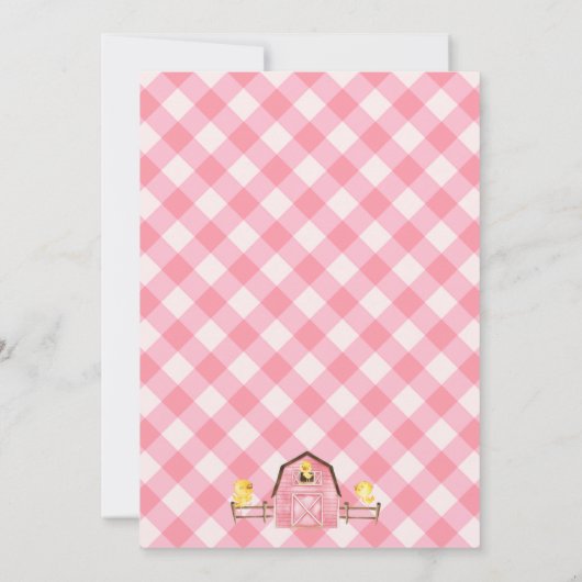 Invitation Naissance d'une grange rose, un caniche, deux anim (Dos)