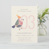 Invitation Naissance mignonne rose pâle N'importe quel âge 3e (Debout devant)