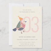 Invitation Naissance mignonne rose pâle N'importe quel âge 3e (Devant)