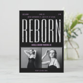 Invitation Naissance noire Grunge (Debout devant)