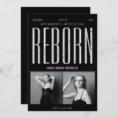 Invitation Naissance noire Grunge (Devant / Derrière)