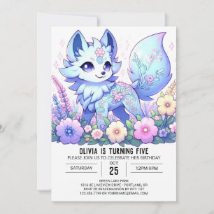Invitation Naissance numérique du loup moderne mignon
