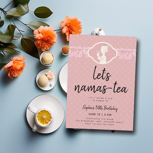 Invitation Namas-tea Funny Cute Chic Tea Party 30e anniversai