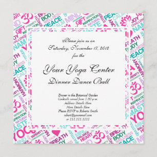 Invitation Namaste, Peace and Harmony Pink YOGA Motif