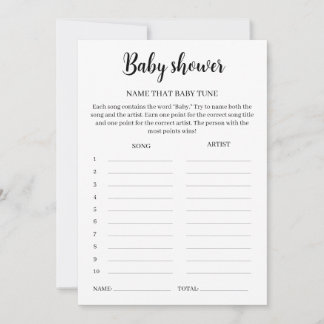 Invitation Name That Baby Tune Game, Baby Shower Music Game