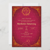 Invitation Namkaran Cérémonie de désignation Eléments d'or (Devant)