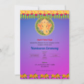 Invitation Namkaran Cérémonie de désignation Eléments d'or (Devant)