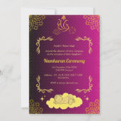 Invitation Namkaran Cérémonie de désignation Eléments d'or (Devant)
