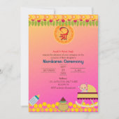 Invitation Namkaran Cérémonie de désignation Eléments d'or (Devant)