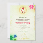 Invitation Namkaran Cérémonie de désignation Eléments d'or (Devant)